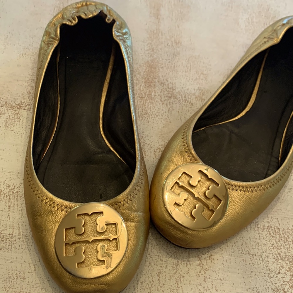 Tory Burch Gold Ballet Slippers